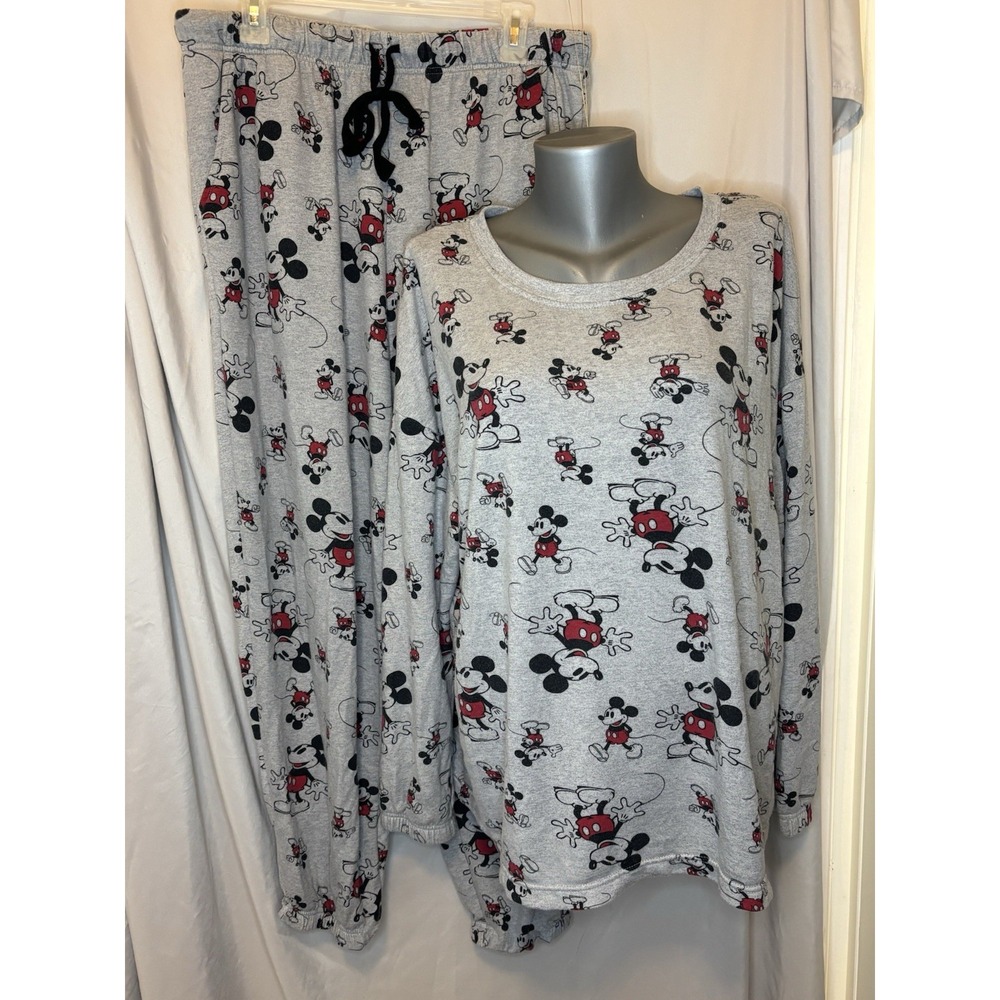 Disney Pajama Set Mickey Mouse Print Sleepwear Loungewear Large